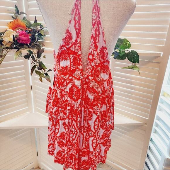 FREE PEOPLE LINEN ORANGE HALTER TUNIC SIZE SMALL - Picture 5 of 7